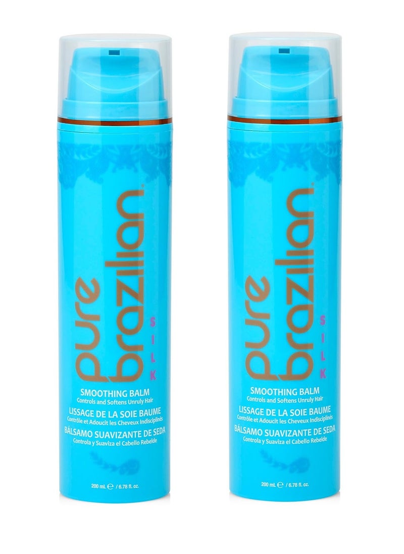 Pure Brazilian - Pure Brazilian Silk Smoothing Balm with Keratin, Hydrolyzed Silk & Coconut Oil, Anti-Frizz, Nourishing & Strengthening, Salon-Quality Treatment, Pack of 2, 6.78 Oz - Image 1