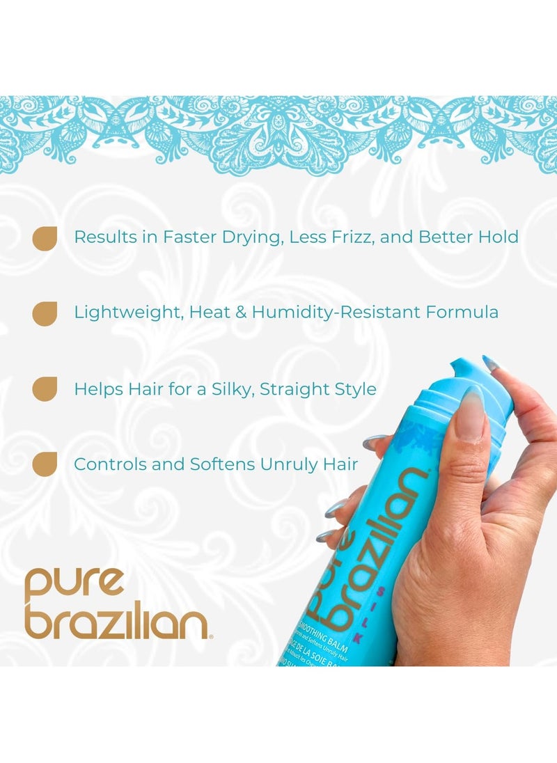 Pure Brazilian - Pure Brazilian Silk Smoothing Balm with Keratin, Hydrolyzed Silk & Coconut Oil, Anti-Frizz, Nourishing & Strengthening, Salon-Quality Treatment, Pack of 2, 6.78 Oz - Image 1
