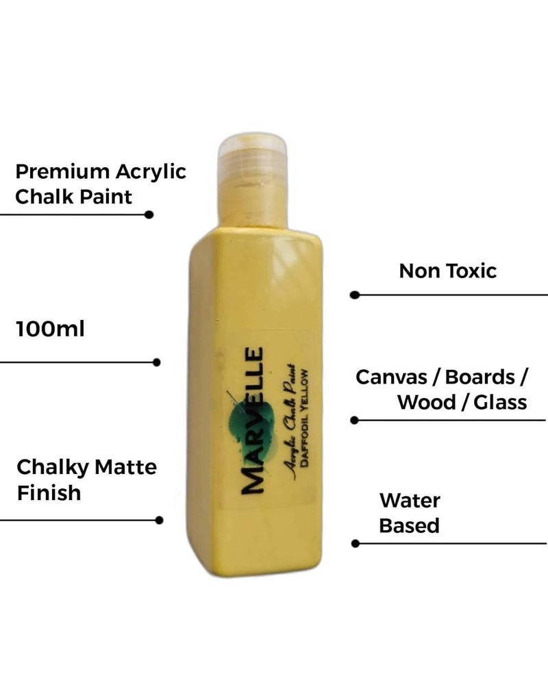 GREENARTZ MARVELLE 100ml Chalk Acrylic Paints (Daffodil Yellow) for glass artwork decor lippan art wood furniture walls canvas | Non toxic | Matte finish - Image 3