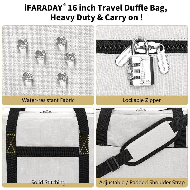 iFARADAY Carry on Duffle Bag for Travel - 16x7x12.5 Airline Approved Personal Item Travel Bag with Shoulder Strap for Men and Women (Black) - Image 4