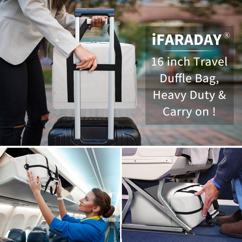 iFARADAY Carry on Duffle Bag for Travel - 16x7x12.5 Airline Approved Personal Item Travel Bag with Shoulder Strap for Men and Women (Black) - Image 5
