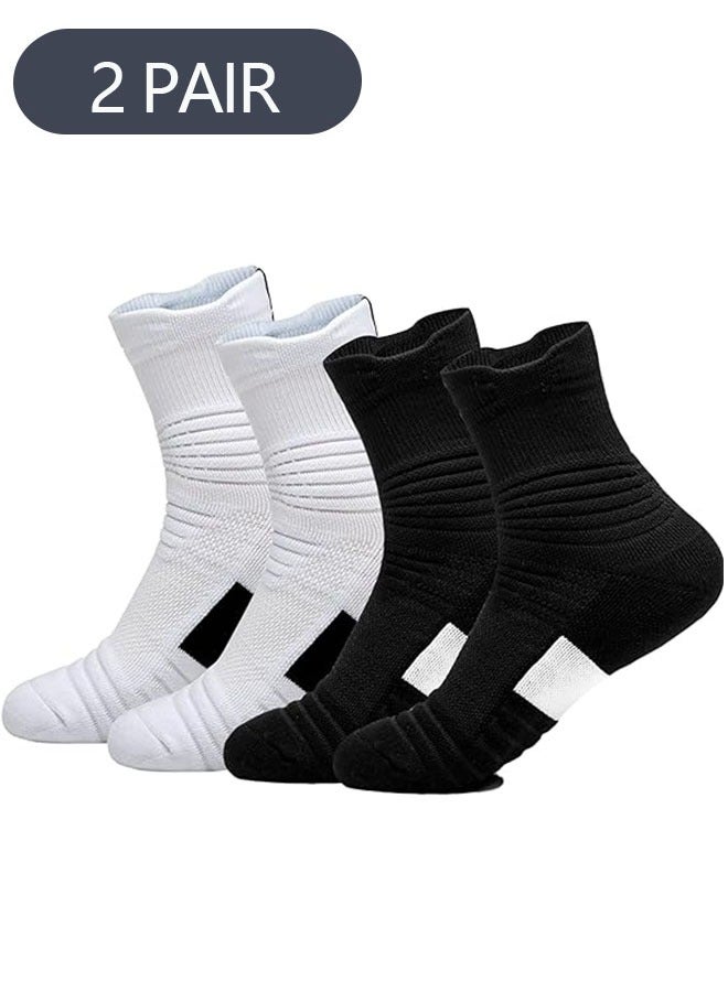 Generic 2-Pair Elite Basketball Compression Socks, Sports Training Socks Thickened Mid Tube Badminton Socks Running Socks for Men  Boys - Image 1