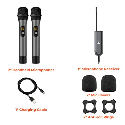 Audio Array AM-W12 UHF Dual Wireless Premium Metal Microphones | 4+ Hours Receiver Battery Backup | Range up to 60m| Karaoke Singing, Wedding, DJ, Church | PA System, Amplifier, Mixer, Party Box, etc - Image 2
