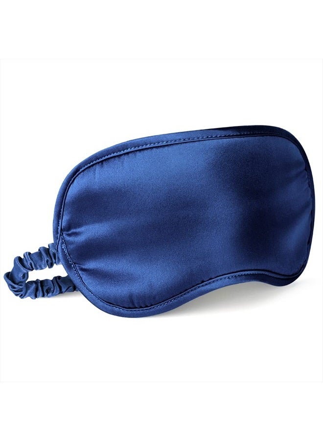 LULUSILK Mulberry Silk Sleep Eye Mask Blindfold with Elastic Strap Headband, Soft Eye Cover Eyeshade for Night Sleeping, Travel, Nap (Navy Blue) - Image 1