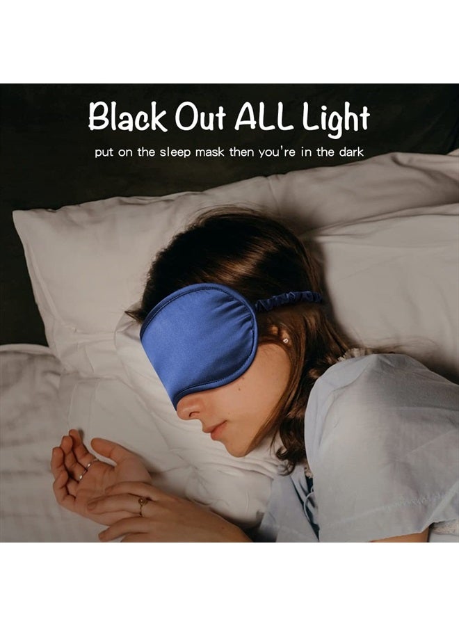 LULUSILK Mulberry Silk Sleep Eye Mask Blindfold with Elastic Strap Headband, Soft Eye Cover Eyeshade for Night Sleeping, Travel, Nap (Navy Blue) - Image 3