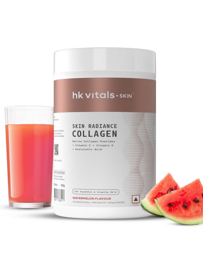 HealthKart hk vitals مكمل كولاجين البحر لإشراقة البشرة (بطيخ، 400 جرام) | فيتامين C، E، صوديوم هيالورونات | لبشرة وشعر وأظافر صحية - Image 1