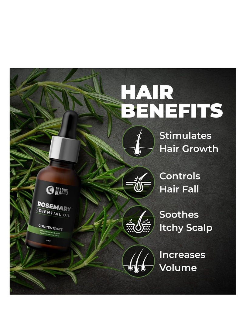 BEARDO - Beardo Rosemary Essential Oil, 15 ml & Derma Roller For Hair Growth 0.5 mm with 540 Chromium Needles | for Hair Growth, Hair fall and Regrowth | Skin Nourishment | 100% Natural | Aroma Oil - Image 1