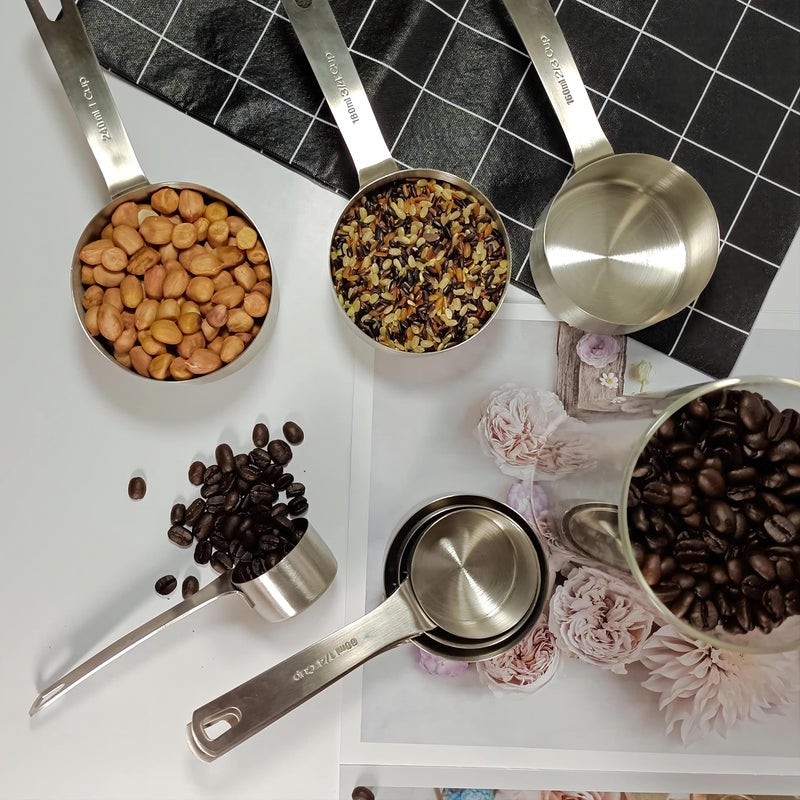 Hotsyang Measuring Cups Set, 18/8 Stainless Steel Measuring Cups for Dry & Liquid, Metal Measure Cups With Bonus Magnetic Conversion Chart for Kitchen & Baking - Image 4