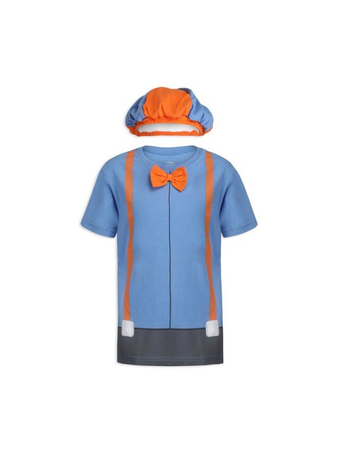 Blippi طقم تي شيرت وقبعة للعب للأولاد، للأطفال الصغار والكبار، أزرق، 5 سنوات - Image 1
