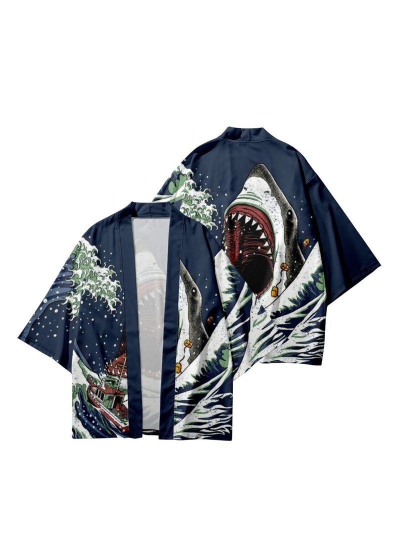 Loquat - Summer Feather Weaving Ethnic Style Kimono 3D Digital Printing Casual Sports Cloak - Image 1