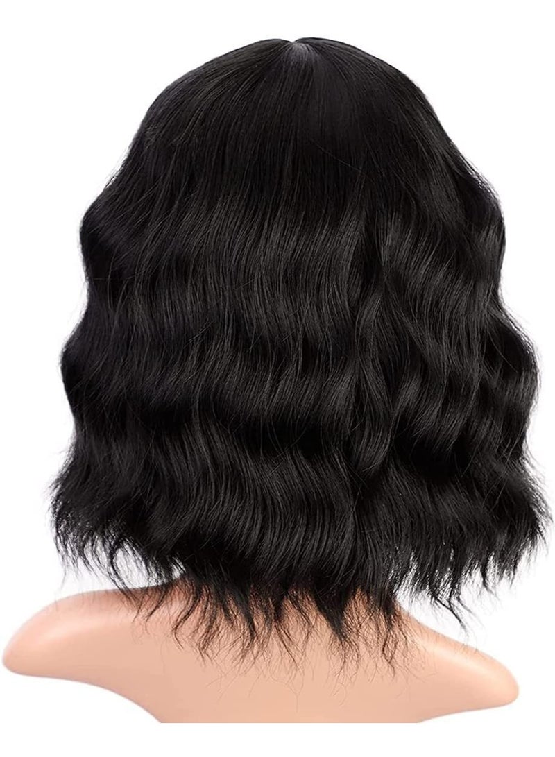 إستيل شعر مستعار مقاوم للحرارة من الألياف الطبيعة يبحث عن شعر مستعار كوسبلاي للاستخدام اليومي للحفلات الاصطناعية لاستبدال الشعر المستعار باللون الأسود القصير - Image 4