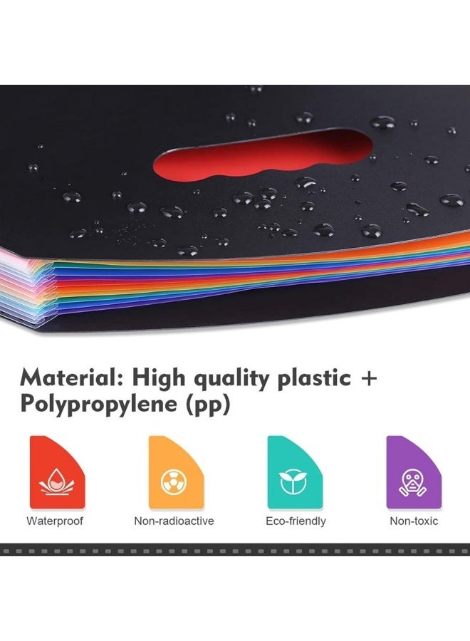 FPC File Folders Letter Size Rainbow Expandable Filing Document Storage 13 Pockets Organizer A4 Paper for School Office Black Cover with Colorful Pockets - Image 3