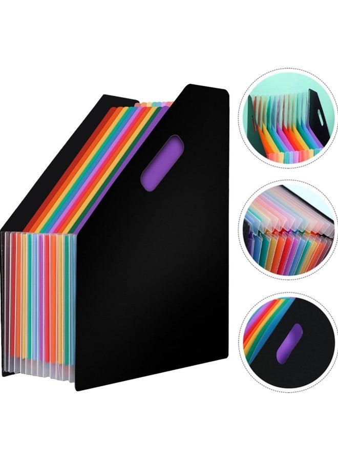 FPC File Folders Letter Size Rainbow Expandable Filing Document Storage 13 Pockets Organizer A4 Paper for School Office Black Cover with Colorful Pockets - Image 2