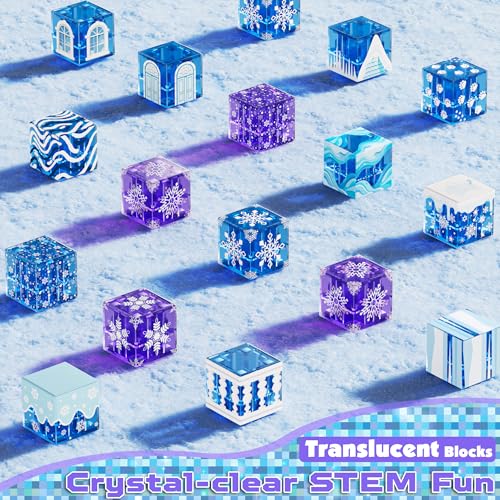 Magnetopia Magnetic Blocks 100PCS Magnetic Building Block for Kids Age 3 Transparent Magnet Cubes Blue Castle Princess Building Toy Sets STEM Magnets Toys Birthday Gift for Boys Girls 4 5 6 7 8 9 10 11 12 - Image 5