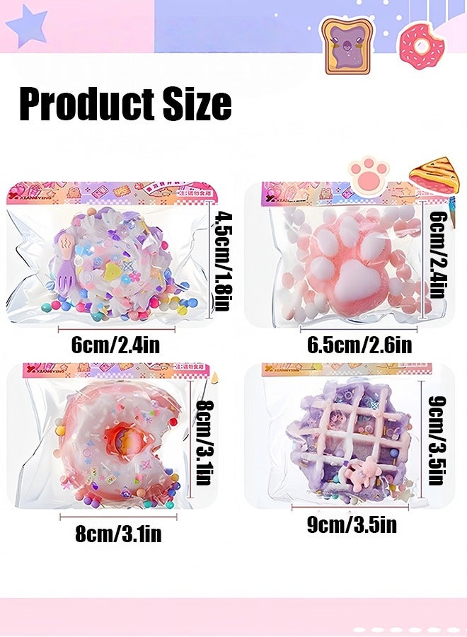 متجر الفرح 4 قطع من ألعاب تخفيف الضغط للأطفال والكبار، ألعاب تخفيف الضغط المبتكرة، كرة ضغط على شكل مخلب قطة دونات، ألعاب حسية لطيفة على شكل حلوى من البولي فينيل كلوريد لتخفيف التوتر، أشياء مبتكرة على شكل حيوان، هدايا أعياد الميلاد، ديكورات حفلات تنكرية - Image 5