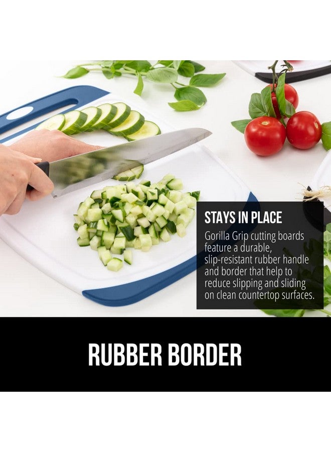 Gorilla Grip Oversized Cutting Board, 3 Piece, BPA Free, Dishwasher Safe, Juice Grooves, Larger Thicker Boards, Easy Grip Handle, Non Porous, Extra Large, Kitchen, Set of 3, Blue - Image 3