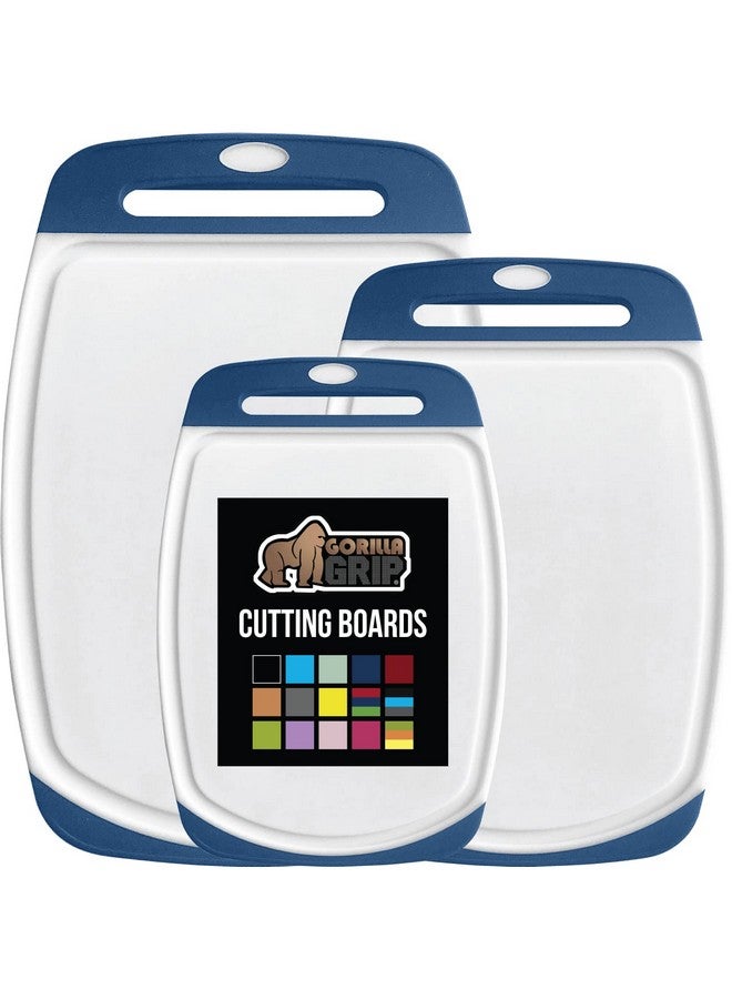 Gorilla Grip Oversized Cutting Board, 3 Piece, BPA Free, Dishwasher Safe, Juice Grooves, Larger Thicker Boards, Easy Grip Handle, Non Porous, Extra Large, Kitchen, Set of 3, Blue - Image 1