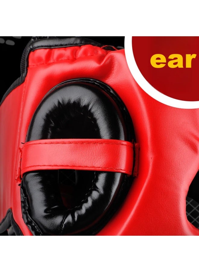 Competing pie Jingpai Fully Enclosed Boxing Helmet, Adult And Children's Face Guard, Head Protector For Sanda And Taekwondo, Red, Size S - Image 4