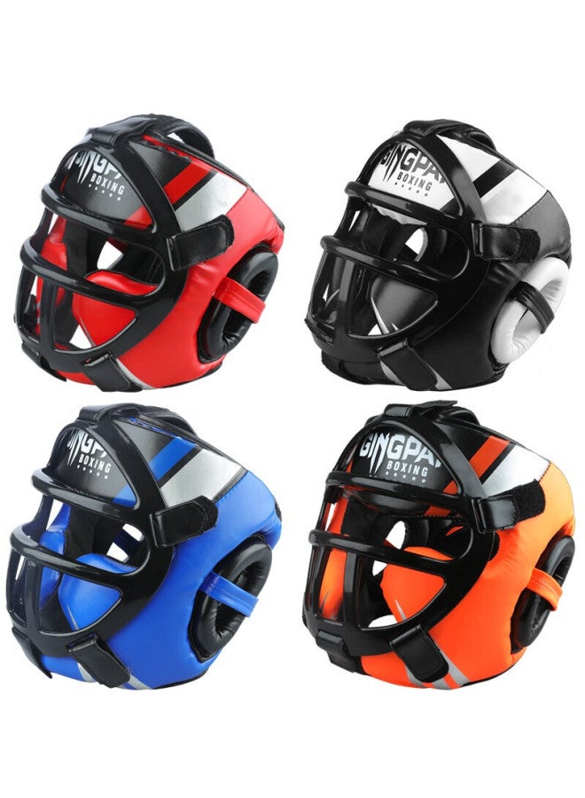 Competing pie Jingpai Fully Enclosed Boxing Helmet, Adult And Children's Face Guard, Head Protector For Sanda And Taekwondo, Red, Size S - Image 2