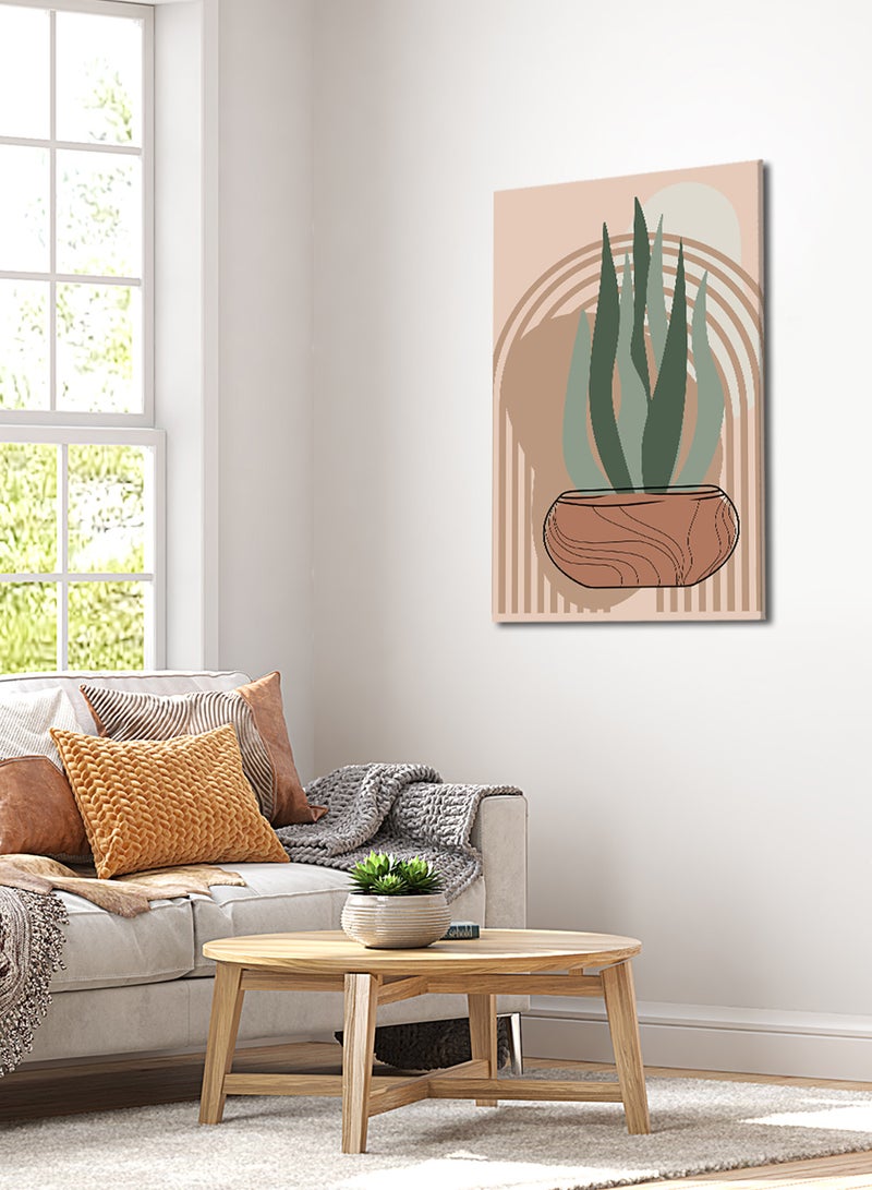 لوحة كانفاس على إطار خشبي بتصميم فن تجريدي للنباتات - Image 2