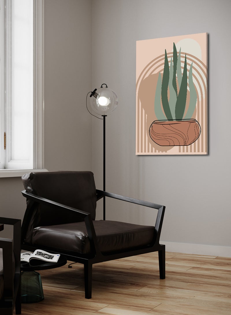 لوحة كانفاس على إطار خشبي بتصميم فن تجريدي للنباتات - Image 3