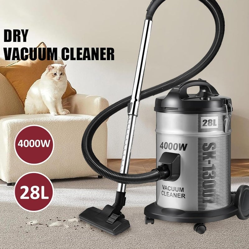 TDOO 4000W Drum Vacuum Cleaner, 28L Tank Dust Capacity, Removable & Washable Filter, Dusting Brush & Crevice Nozzle With Multi Angle Head, Vacuum Cleaner for Home,Office,Garage,Car,Workshop,Pet Hair - Image 2