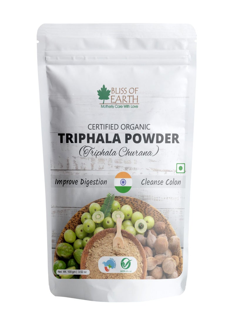 BLISS OF EARTH - Organic Triphala Powder Pure Ayurvedic Herbal Blend Help for Detox & Digestion Support Boost Immunity 100gm - Image 1