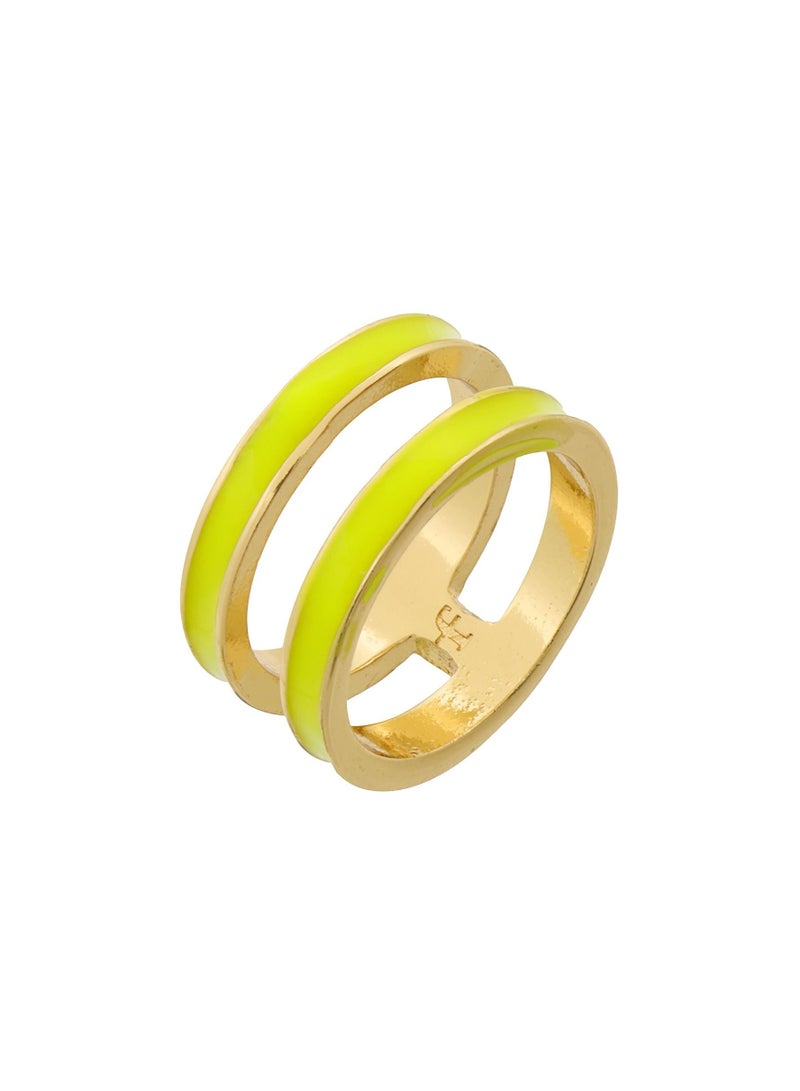 Tribal Enamel Double Ring Lemon Candy