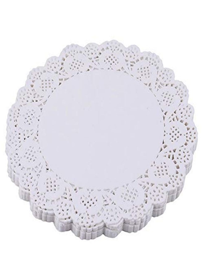 APSAMBR® 100 Pieces Doilies Paper, Lace Doileys Paper Round Decorative Paper Placemats Bulk for Desert, Tableware Decoration, 5.5’’ Large Doiles Round Paper Placemats for Cake Packaging - Image 1