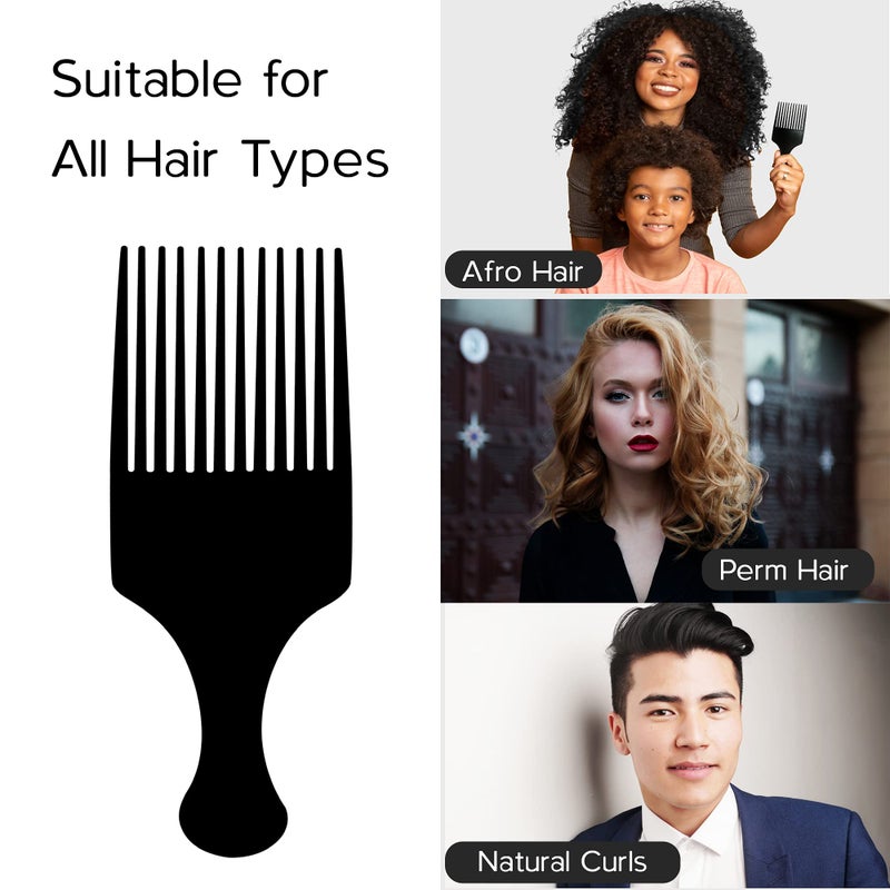 Boorika Afro Hair Pick Comb for Women & Men, 7.5 In Smooth Sturdy Wide Tooth for Detangling & Styling - Pack of 2 - Image 2