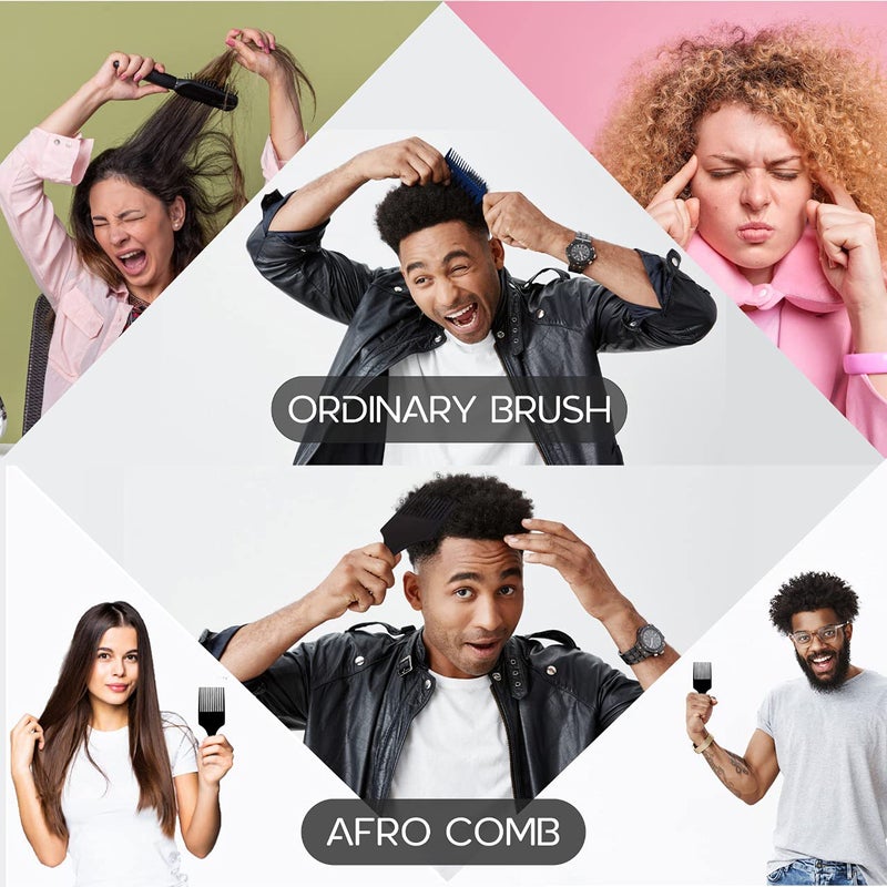 Boorika Afro Hair Pick Comb for Women & Men, 7.5 In Smooth Sturdy Wide Tooth for Detangling & Styling - Pack of 2 - Image 4