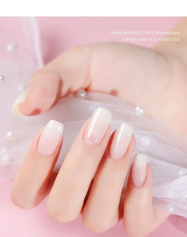 Vishine Milky White Gel Nail Polish - 16ml Nude Skin Tone Gel Polish Translucent Nail Soak Off LED Nail Lamp Jelly French Manicure Nail Art Gel 0.54Oz M090 - Image 4