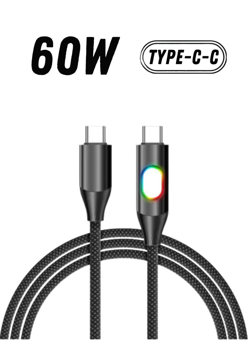 هامزون كابل شحن سريع USB Type C إلى Type C بقوة 60 وات بطول 1 متر، سلك شاحن USB-C مضفر من النايلون لأجهزة iPhone وSamsung Galaxy S24/S23 Ultra وMacBook Pro/Air وiPad Pro وXiaomi وOnePlus وHuawei، يدعم تقنية PD بقوة 60 وات/100 وات - Image 1