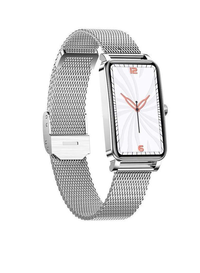 ZX19 Women Smart Watch, IP68 Waterproof Rectangular Ladies Smart Bracelet, Full Touch Screen Smart Wrist Watch With Heart Rate Sleep Monitoring, (1pc, Silver) - Image 1
