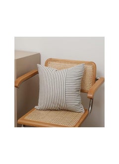 The Bros 18x18 Inch Pillow Covers Gray Splicing Farmhouse Pillow Covers ， Pack of 2 Striped Linen Throw Pillow Covers，used for Sofa Bedroom Decorative Pillow Covers（grey）  - Image 3
