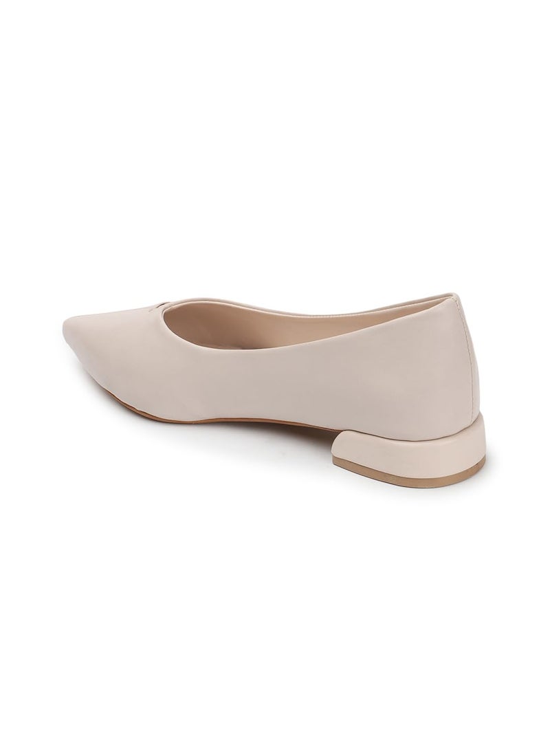 Carlton London Women Beige Comfortable Slip-on Pump Shoes with Block Heels, Pointed Toe for Casual and Formal wear (39) - Image 5