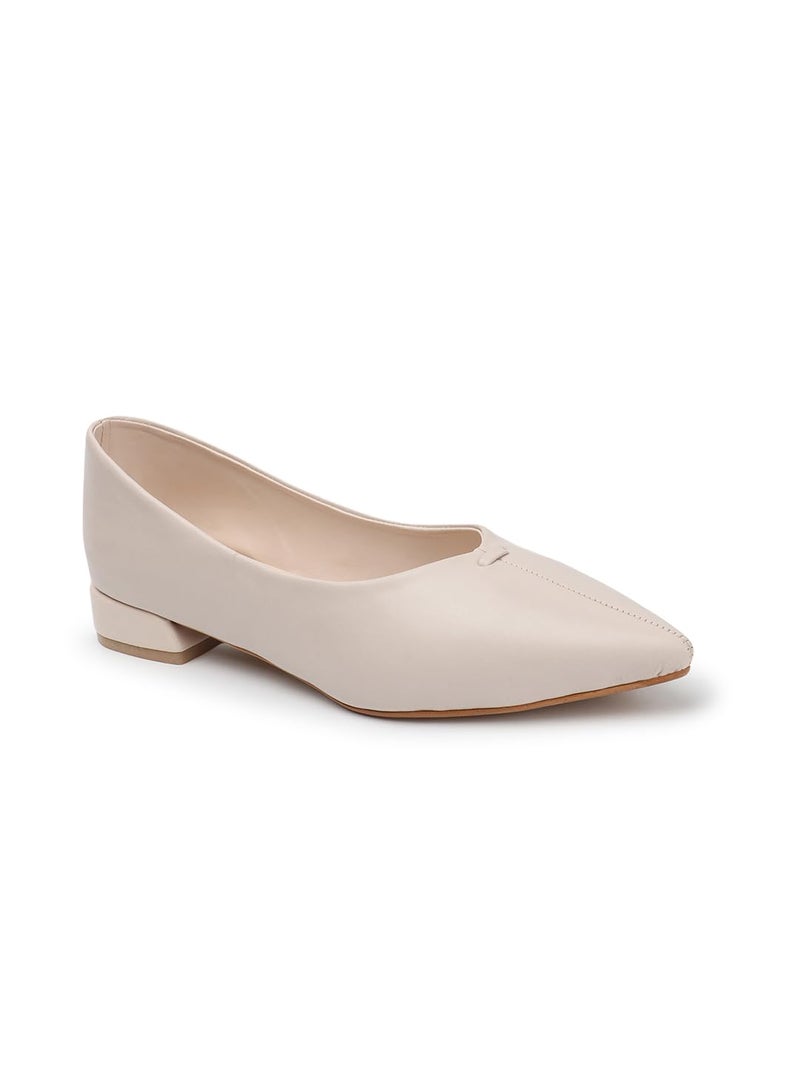 Carlton London Women Beige Comfortable Slip-on Pump Shoes with Block Heels, Pointed Toe for Casual and Formal wear (39) - Image 2