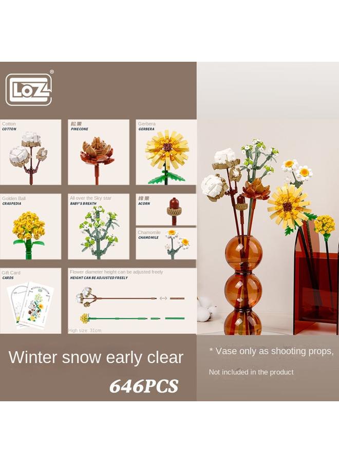 Bluejw Loz Building Block Bouquet Mini Particle Building Block Simulation Bouquet Diy Building Block Bouquet Building Block Toy - Image 1