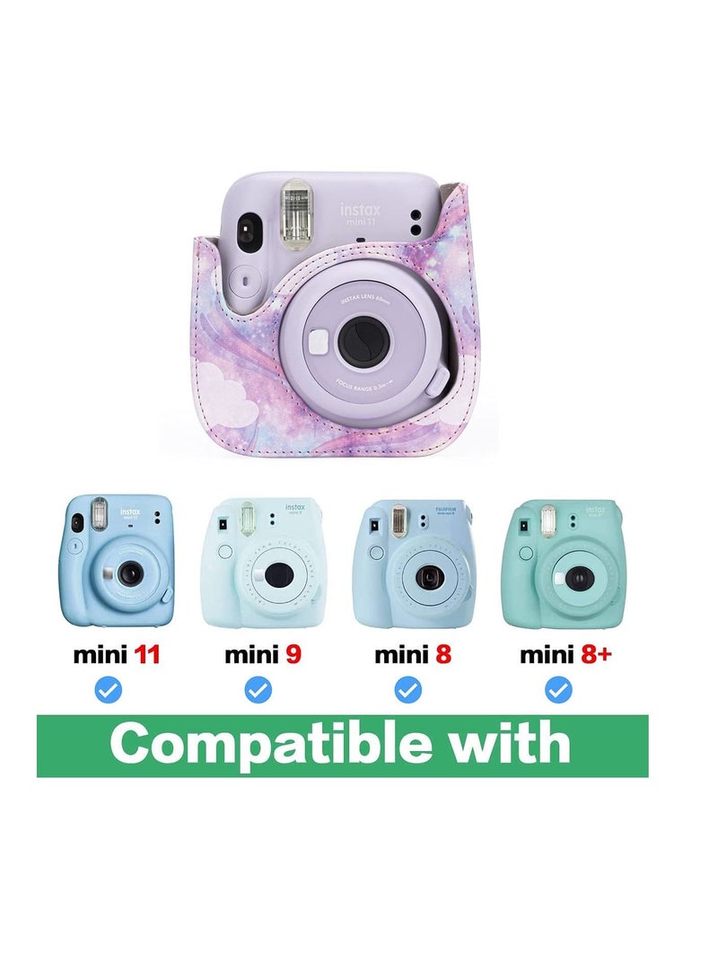 Protective & Portable Case Compatible with fujifilm instax Mini 11/ 9/ 8/ 8+ Instant Film Camera with Accessory Pocket and Adjustable Strap (Starry sky Pink) - Image 5