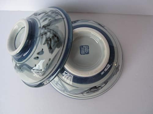 Mino Ware Japanese 61 Inches Diameter Porcelain Sansui Donburi Bowl Ramen Noodle Soup Rice Bowl with Lid Grey M51910 Made in Japan - Image 4