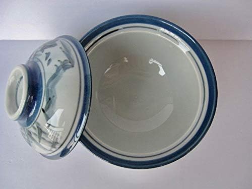 Mino Ware Japanese 61 Inches Diameter Porcelain Sansui Donburi Bowl Ramen Noodle Soup Rice Bowl with Lid Grey M51910 Made in Japan - Image 3