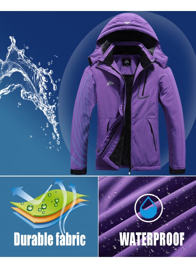 MOERDENG MOERDENG Women's Waterproof Ski Jacket Warm Winter Coat Outdoor Windbreaker Hiking Snowboarding Jacket  - Image 3
