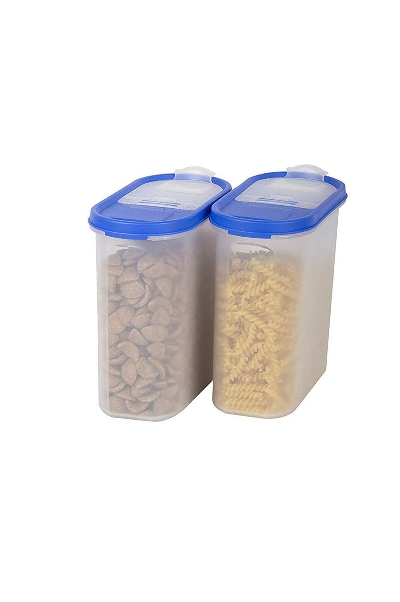 SIMPARTE FlipTop Modular Dispenser Containers Oval Set for Kitchen Storage Plastic Container Rice DalAtta Flour Cereals Pulses Snacks Stackable 2 x 1200 ML Set of 2 Blue Lid - Image 1