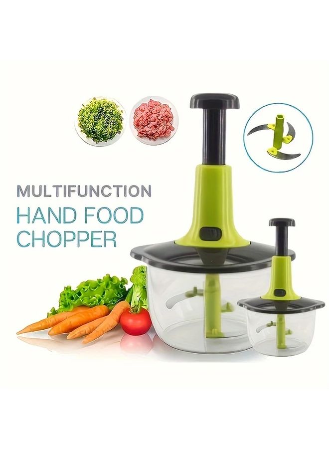 Manual Green Food Chopper 50.72oz Stainless Steel Vegetable Garlic Meat Mincer Easy Clean Household Kitchen Tool - Image 1