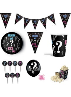 Düvenci Ticaret Gender Reveal Party Girl Party Set for 8 People 