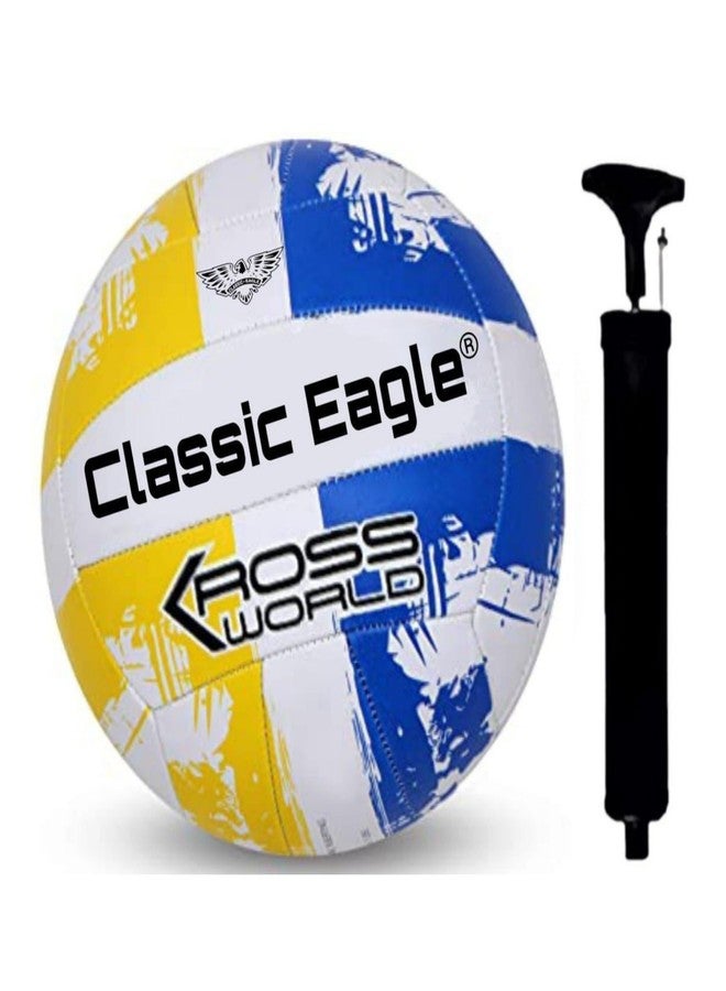Classic Eagle Kross World PVC Volleyball Size-4 with Air Pump Official Size and Weight (Pack of 1, Multicolor) - Image 2