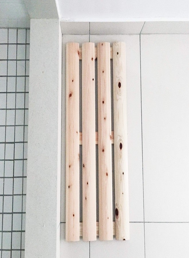 IPPINKA Natural Japanese Hinoki Wood Bath Mat, 24 x 14 in - Image 2