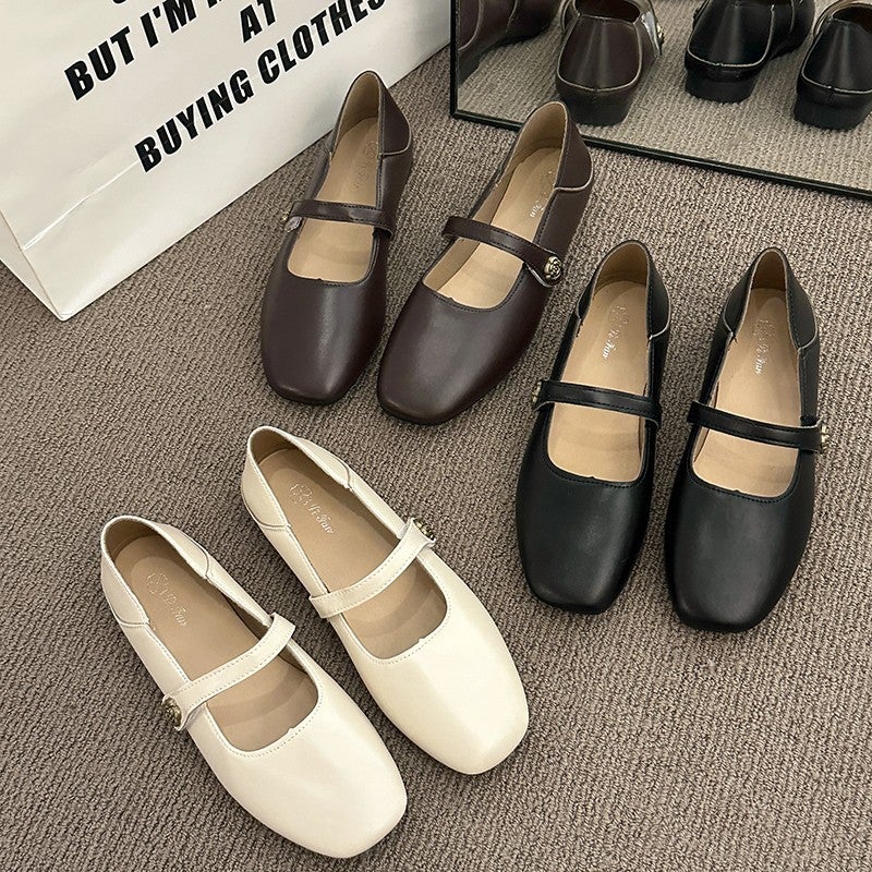 Flat Black Mary Jane Shoes For Women, 2025 Spring New Round-Toe Shallow Slip-On Versatile Commuting Shoes - Image 2