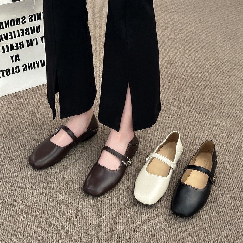 Flat Black Mary Jane Shoes For Women, 2025 Spring New Round-Toe Shallow Slip-On Versatile Commuting Shoes - Image 5