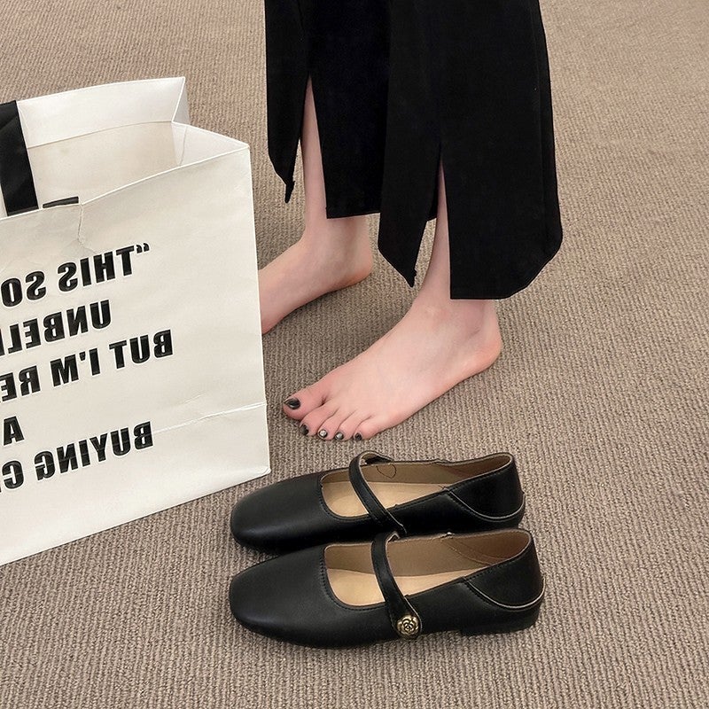 Flat Black Mary Jane Shoes For Women, 2025 Spring New Round-Toe Shallow Slip-On Versatile Commuting Shoes - Image 4